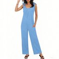 thumbnail image 2 of Sentmoon Womens Jumpers and Rompers Sleeveless Crew Neck Jumpsuit Women Solid Color Pleated Regular Fit Onesie for Women Summer for Concert and Rave S-2XL, 2 of 7