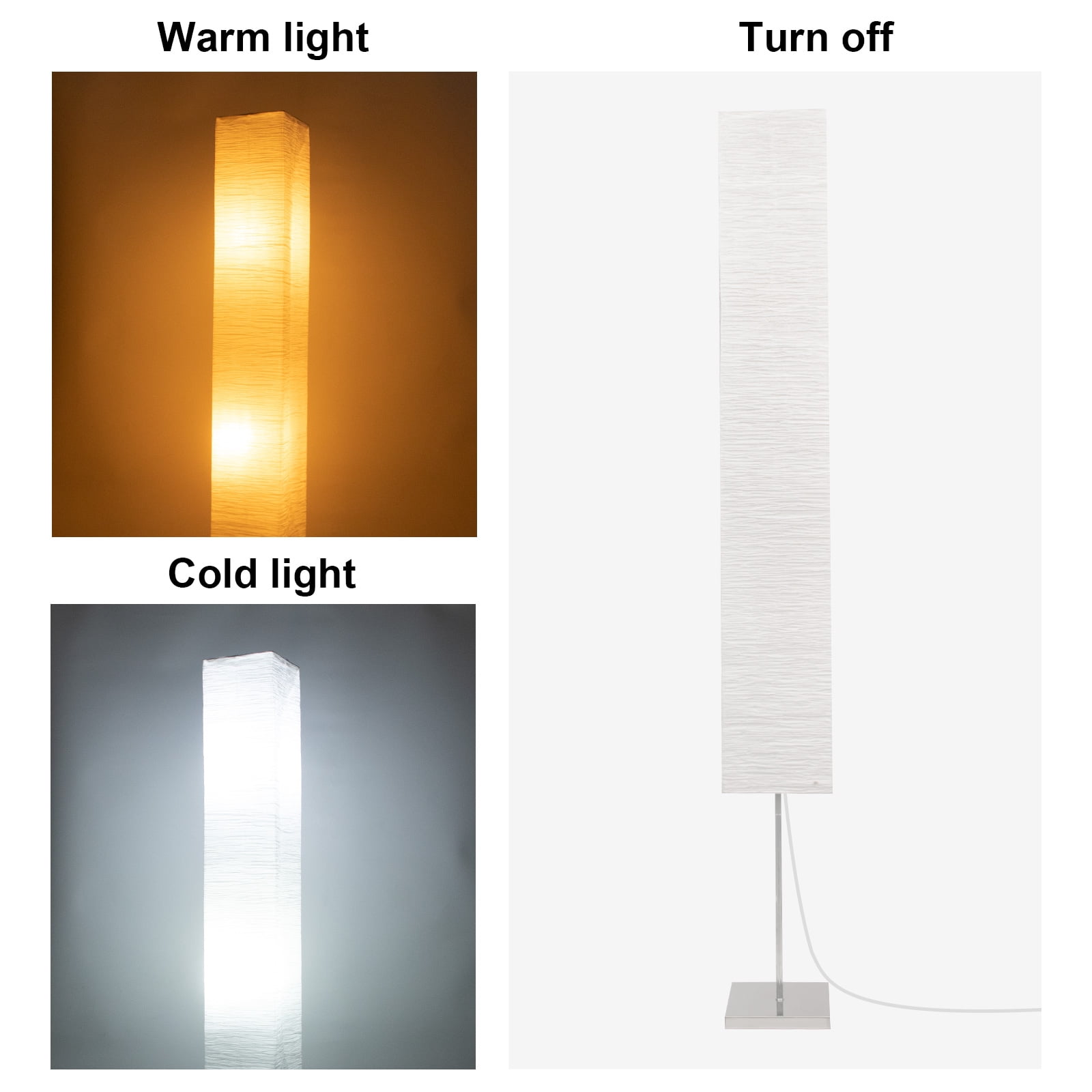 HonoDing 59"Modern Paper Floor Lamp, Japanese Floor Lamp with Rice Paper Lampshade, No Bulb (Square 2 Pack)