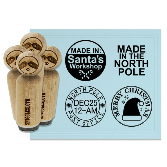 North Pole Santa's Workshop Gift Tag Seals Labels Rubber Stamp Set for Scrapbooking Crafting Stamping - Mini 1/2 Inch