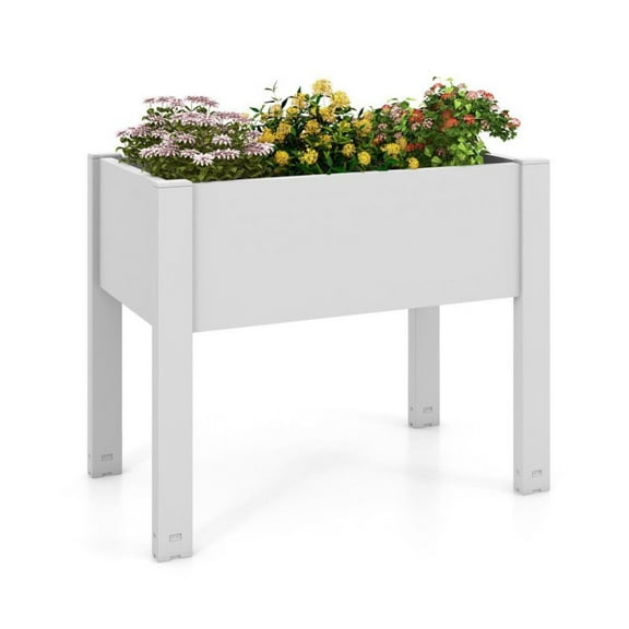Raised Garden Bed 53L Self-Watering Planter Box with Monitor - Outdoor Grow Box for Vegetables, Flowers, Herbs - 30"x18"x24" Coffee/White