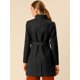 thumbnail image 5 of Abrigos largos con cinturón de manlarcon cuello alto elegante de invierno pamujer Negro S, 5 of 6