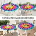 thumbnail image 7 of Rainbow Tie Dye Mandala Pattern Round Fitted Tablecloth with Elastic Edge,Dining Table Cover Waterproof,Outdoor Round Tablecloth for Camping,Dining,Indoor and Outdoor, 7 of 7