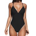 thumbnail image 2 of GZWYHT Womens Swimsuits One Piece Swimsuit Women Women's Crisscross Back Ruched Swimsuit V Neck High Cut Thin Straps Bathing Suit Swimsuits for Curvy Women Bathing Suit for Women Black XXL, 2 of 6