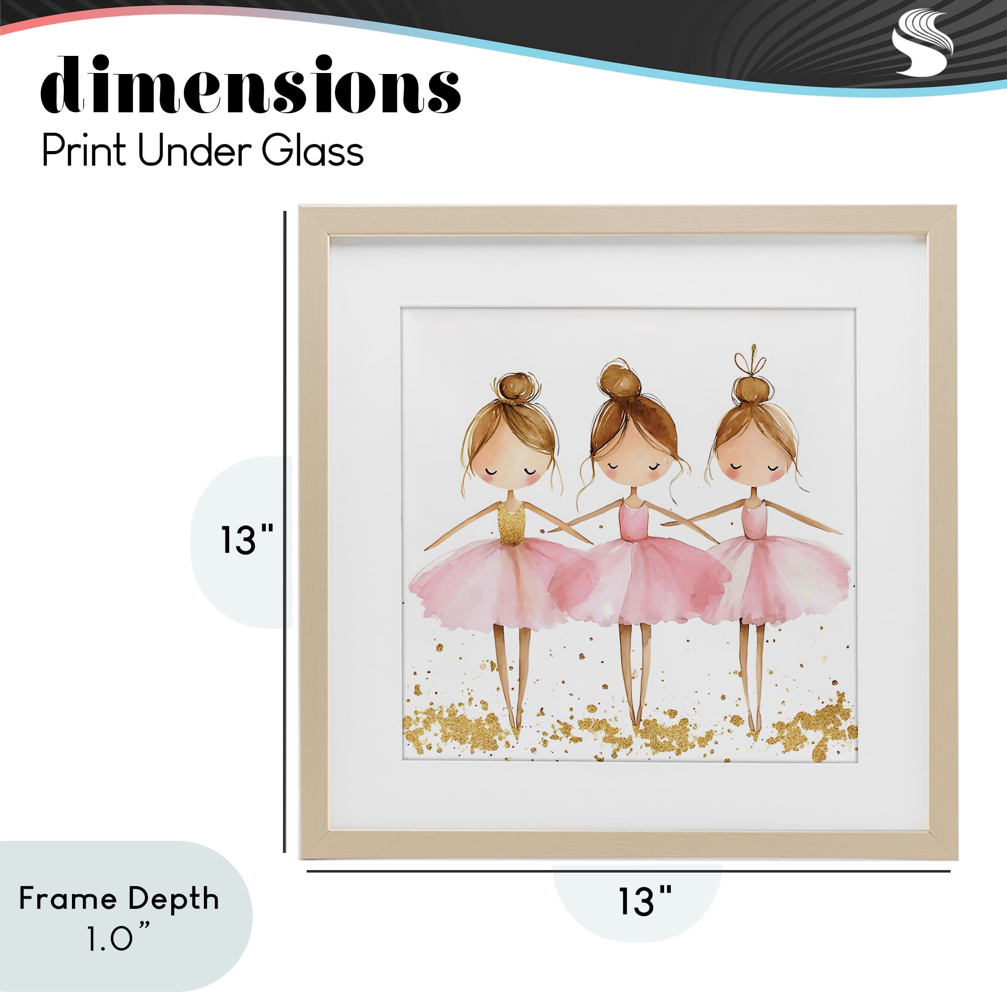 Stupell Industries Ballerina Trio in Pink Tutus Birch Framed Print Under Glass, design by Creative Studio