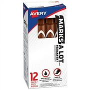 Marks-a-lot Avery 08881 Large Desk-Style Permanent Marker, Chisel Tip, Brown (Pack of 12)