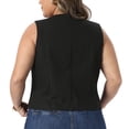thumbnail image 4 of DARING DIVA Women's Plus Linen Vest Sleeveless Lined Waistcoat Top 1X Black, 4 of 6
