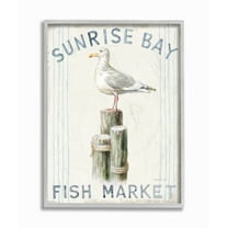 Stupell Industries Fish Market Sea Gull Bird Animal Beach Ocean Design Framed Wall Art by Danhui Nai