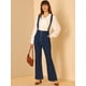 thumbnail image 2 of INSPIRE CHIC Pantalones vaqueros de mujer Pantalones de mezclilla Pantalones de campana con cremallera en la parte delantera Mono largo con monos Azul XS, 2 of 6
