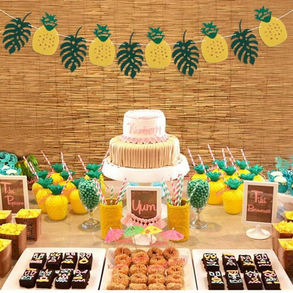 Topukaiba Summer Party Hawaii Palm Tree Party Pineapple Film Balloons Decoration Set 16'' Multcolor A