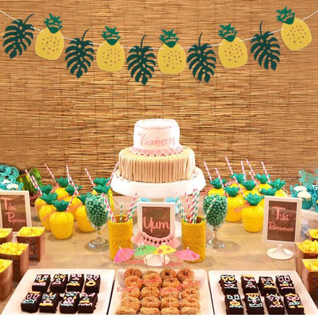Less Than 5 Party Flag Balloon Set Summer Party Hawaii Palm Tree Party Pineapple Film Balloons Decoration Set 16''
