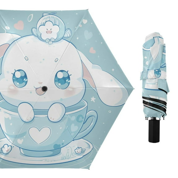 Cute Cinnamoroll Sanrio in Cup Compact Sun Umbrella Windproof Travel Umbrellas for Rain Strong Portable UV Protection