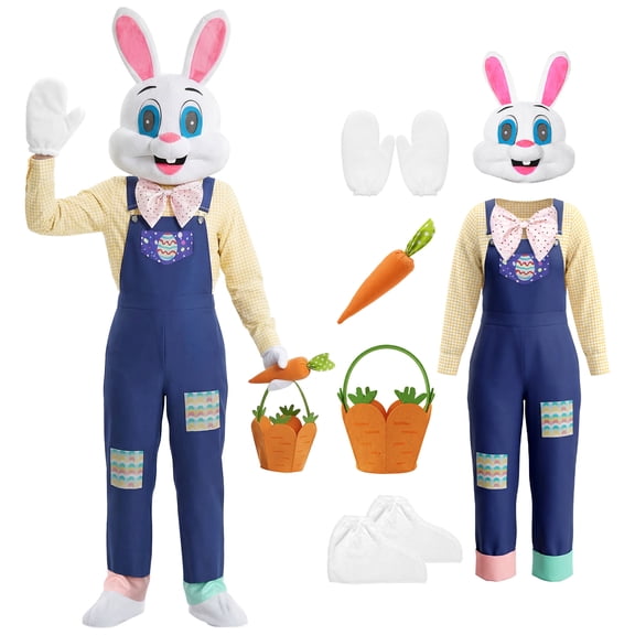 Alaiyaky Easter Bunny Costume Adult - Deluxe Easter Bunny Suit Rabbit Mascot Outfit - Perfect for Easter Parades Cosplay Holiday Events