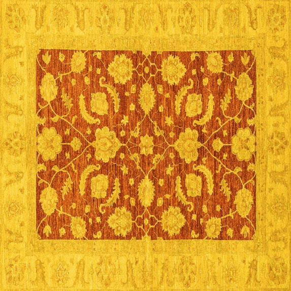 Ahgly Company Indoor Square Abstract Yellow Modern Area Rugs, 6' Square
