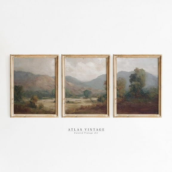 Luvia Set Of 3 Vintage Summer Landscape Prints, Rustic Countryside Triptych, Farmhouse 3 Piece Poster Decor, Modern Wall Decor Set 3 Prints 8x12 UNFRAMED