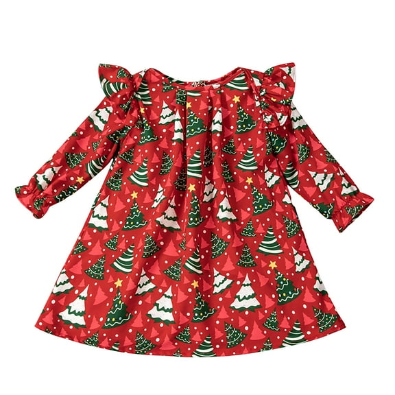 JLMSPLWG Christmas Girl Dress 4t Girls Christmas Dress Christmas for Toddlers Green Holiday Dress Big Girls Clothes Girls Thanksgiving Outfit Size 8, Red 2-3 Years