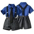 thumbnail image 3 of KYAIGUO Kids Baby 2Pcs Clothes Suits Set for Boys，toddler Dress Shirt Bowtie Short Sleeve + Shorts Pants Infant Outfits Formal Clothes Set 6M-8Y Kid Two-Piece, 3 of 6