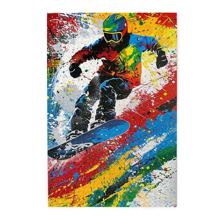 1000 pcs 1000 Piece Vibrant Wooden Jigsaw Puzzle Colorful Ski athlete Unique and Beautiful Design Challenging Brain Exercise Charm Colorful Ski athlete Stress relieving puzzle Gift for Puzzle Lovers