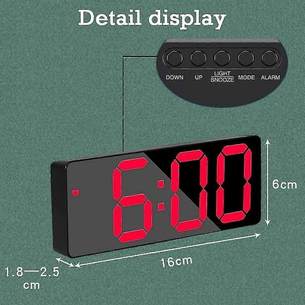 Digital Alarm Clock, Clock for Bedroom, Electronic Desktop Clock with Temperature Display