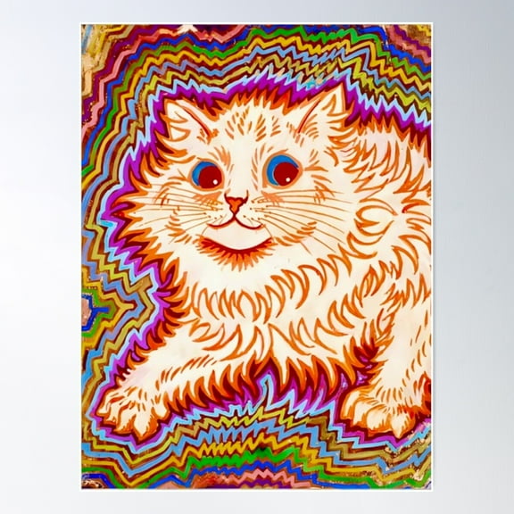 Kaleidoscope Cats Iii By Louis Wain Poster Wall Art, Modern Wall Decor For Living Room Bedroom, 8x12 UNFRAMED