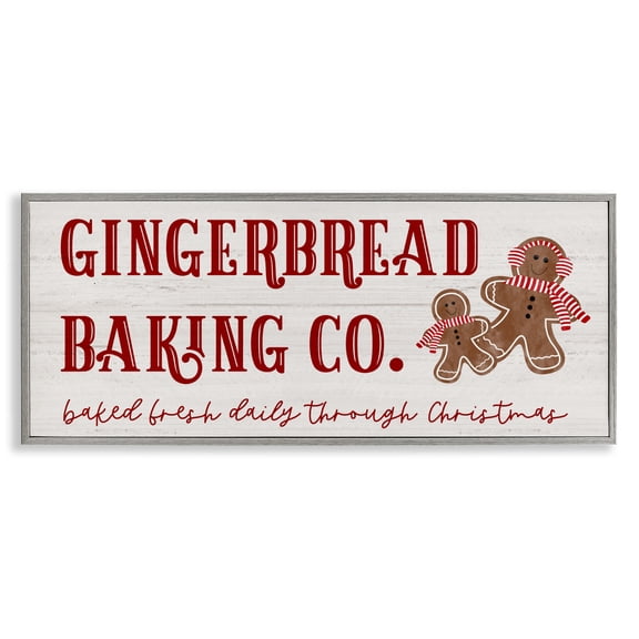 Stupell Industries French Country Gingerbread Baking Co Holiday Gray Framed Giclee Art, 24 x 10, by Natalie Carpentieri