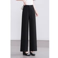 thumbnail image 5 of Pantalones Finos de Verano para Mujer de Pierna Ancha Corte Recto, Negro, 5 of 5