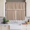 thumbnail image 4 of 3 Piece Kitchen Curtains and Valances Set Beige Solid Color Cafe Curtains 36 Inch Length Aesthetics Contemporary Luxury Valance & Tier Curtain for Living Room Bedroom Small Window 54"x18"+27"x36"*2, 4 of 6