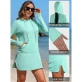 thumbnail image 3 of ANFERRY Hooded Rash Guards for Women Long Sleeve Full Zip UV Protection Jacket with Pockets Outdoor Running Hiking Swimming Sun Shirts, 3 of 8
