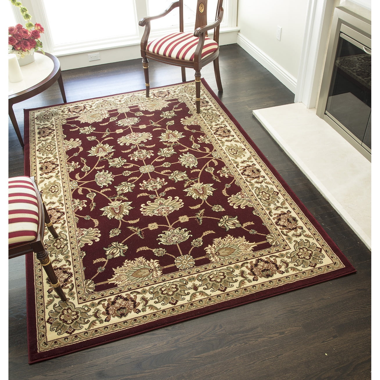Rugs America New Vision Collection Kashan Cherry 342CHR Traditional