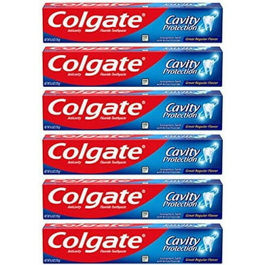 Colgate Cavity Protection Toothpaste with Fluoride, Great Regular Flavor, 6 Ounce Tube, 6 Pack