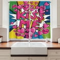 thumbnail image 2 of Ambesonne Kiss Me Kitchen Curtains, Retro Hearts Lipstick, 55"x39", Multicolor, 2 of 3