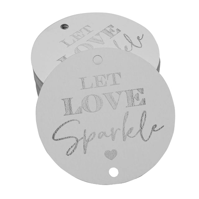 Inkdotpot Real Silver Foil Let Love Sparkle Wedding Tags Favor Hang Paper Tags 100 Pieces
