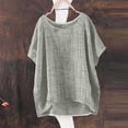 thumbnail image 4 of Xdegoge Short Sleeve Tunic Tops for Women Cotton Linen Crewneck Blouses Casual Oversized Flowy Shirts High Low Hem Lightweight Breathable Summer Beach Vacation Tops, 4 of 5