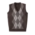 thumbnail image 2 of Suéter de punto negro Argyle para hombre, chaleco a cuadros sin mangas, ropa marrón para hombre, chaleco con cuello en V, réplica de alta calidad, pedido antiguo X, 2 of 5
