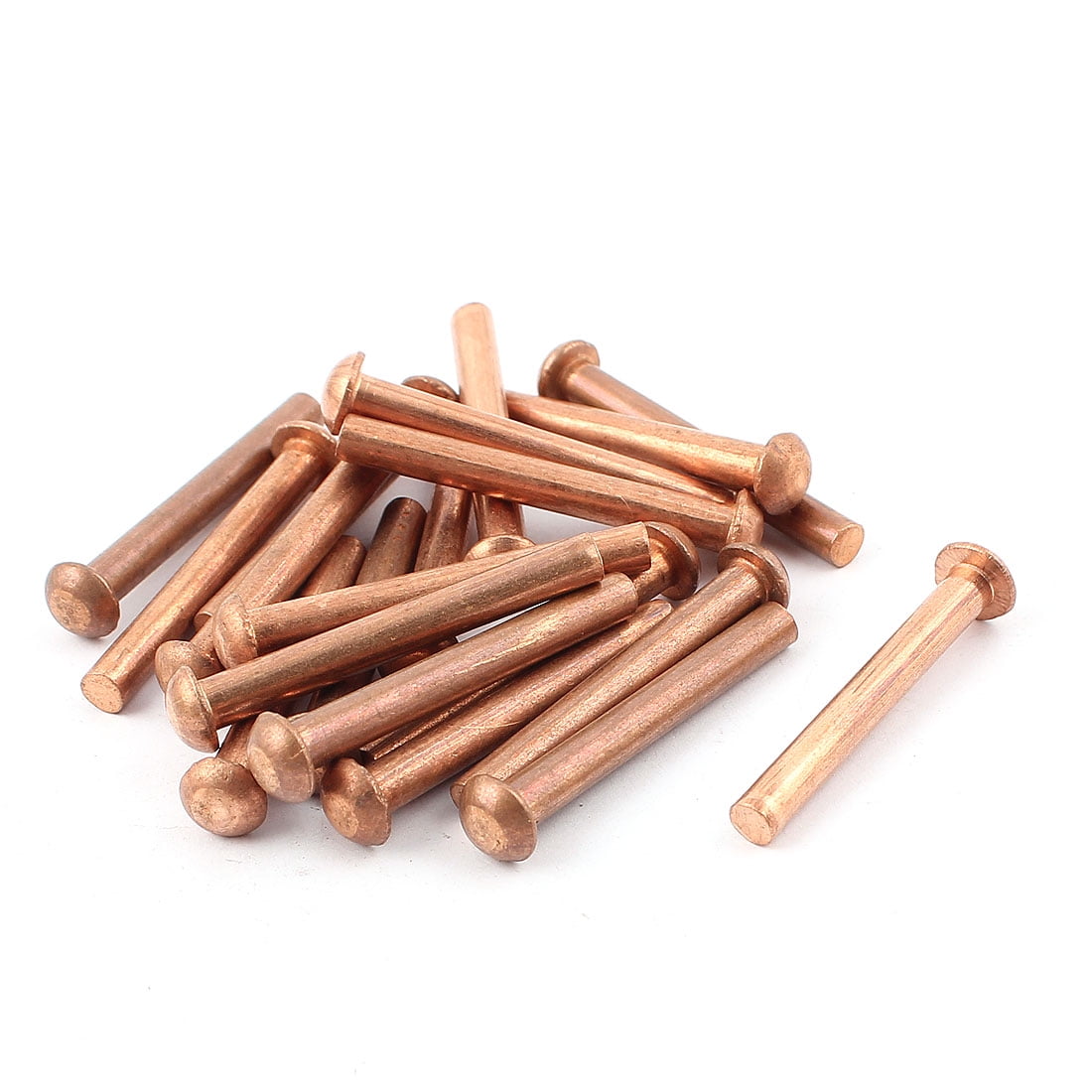 Uxcell 3/16" Dia. 1 37/64" L Shank Round Head Copper Solid Rivets