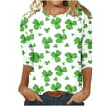 thumbnail image 1 of DPTALR T-shirt Imprimé pour la Saint-Patrick pour Femmes, Manches 3/4 Mi-Longues, Col Rond, Décontracté, 1 of 4