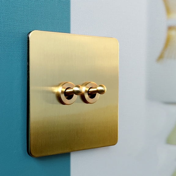 Toggle Light Rocker Switch 1/2 Way Retro Brass Plate Lever 86 Type Toggle Switch 2 Gang Smile Home