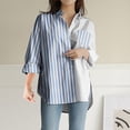 thumbnail image 2 of CEHVOM Blouse à Manches Longues en Satin à Rayures Col en V pour Femmes en Solde, 2 of 5