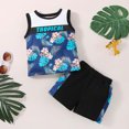 thumbnail image 2 of Ropa Para Bebés, Ropa Para Niños Pequeños, Chaleco De Verano, Top Estampado, Pantalones Cortos De Color Sólido, Conjunto De Dos Piezas Azul Odeerbi LM103-10500, 2 of 9