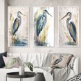 thumbnail image 1 of Designart "Riverside Reverie with Heron Watercolor Scene I" Animals Heron Framed Wall Art Set Of 3 - Blue Heron Frame Gallery Wall Set For Home Decor, 1 of 6