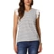 thumbnail image 1 of INSPIRAR CHIC Blusa de Verano para Mujeres Cuello en V Encaje Apliques Rayas Camiseta de Manga Corta 2XL Blanca, 1 of 1