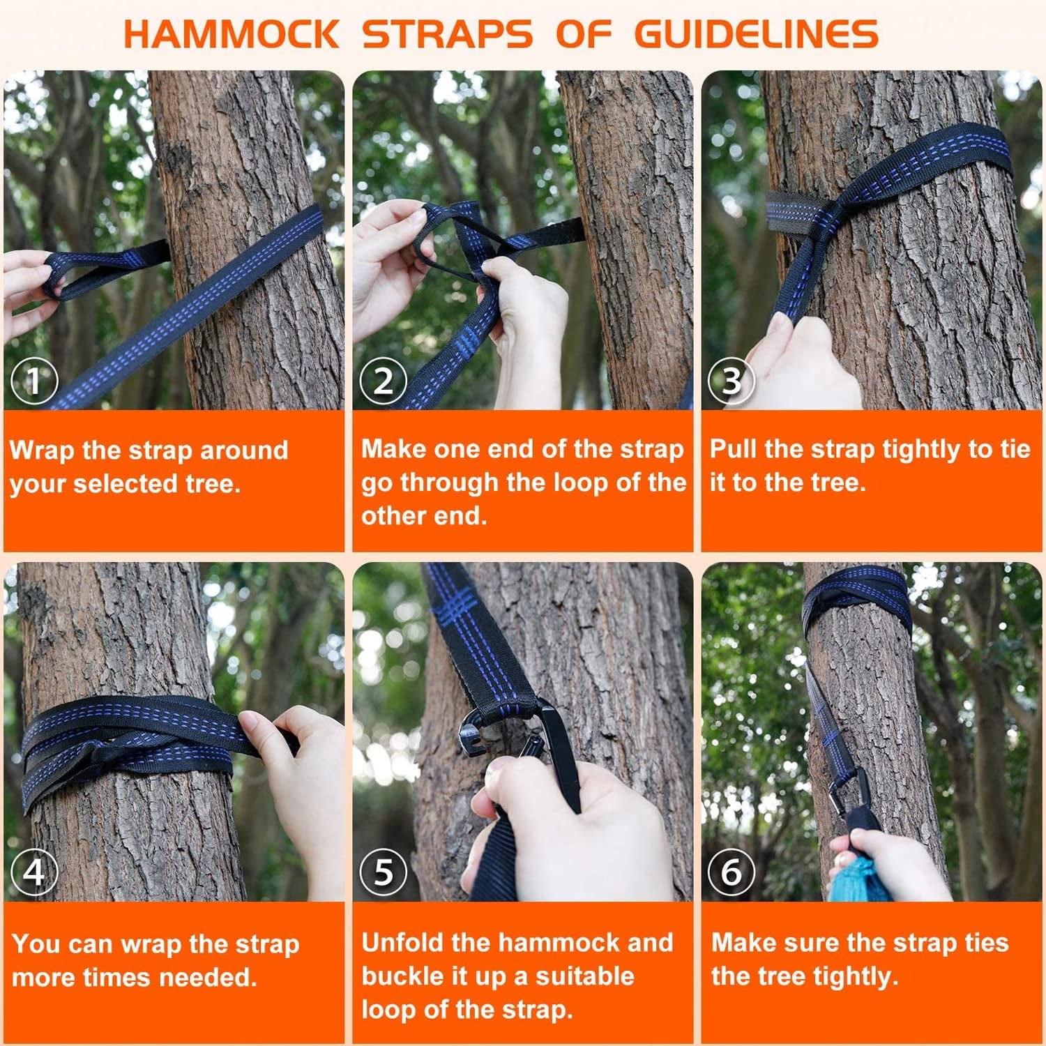 Double Camping Hammock - Outdoor Portable Nylon Hammock with 401lbs Capacity, Perfect for Camping, Hiking, and Travel,Orange