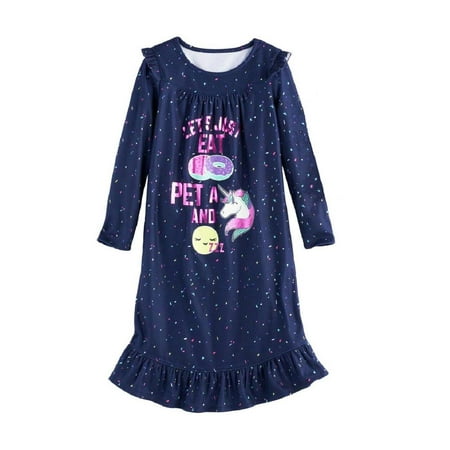 SO Girls Sleepwear Long Sleeve Fleece Pajama Nightgown Sleep (Best Long Gown 2019)