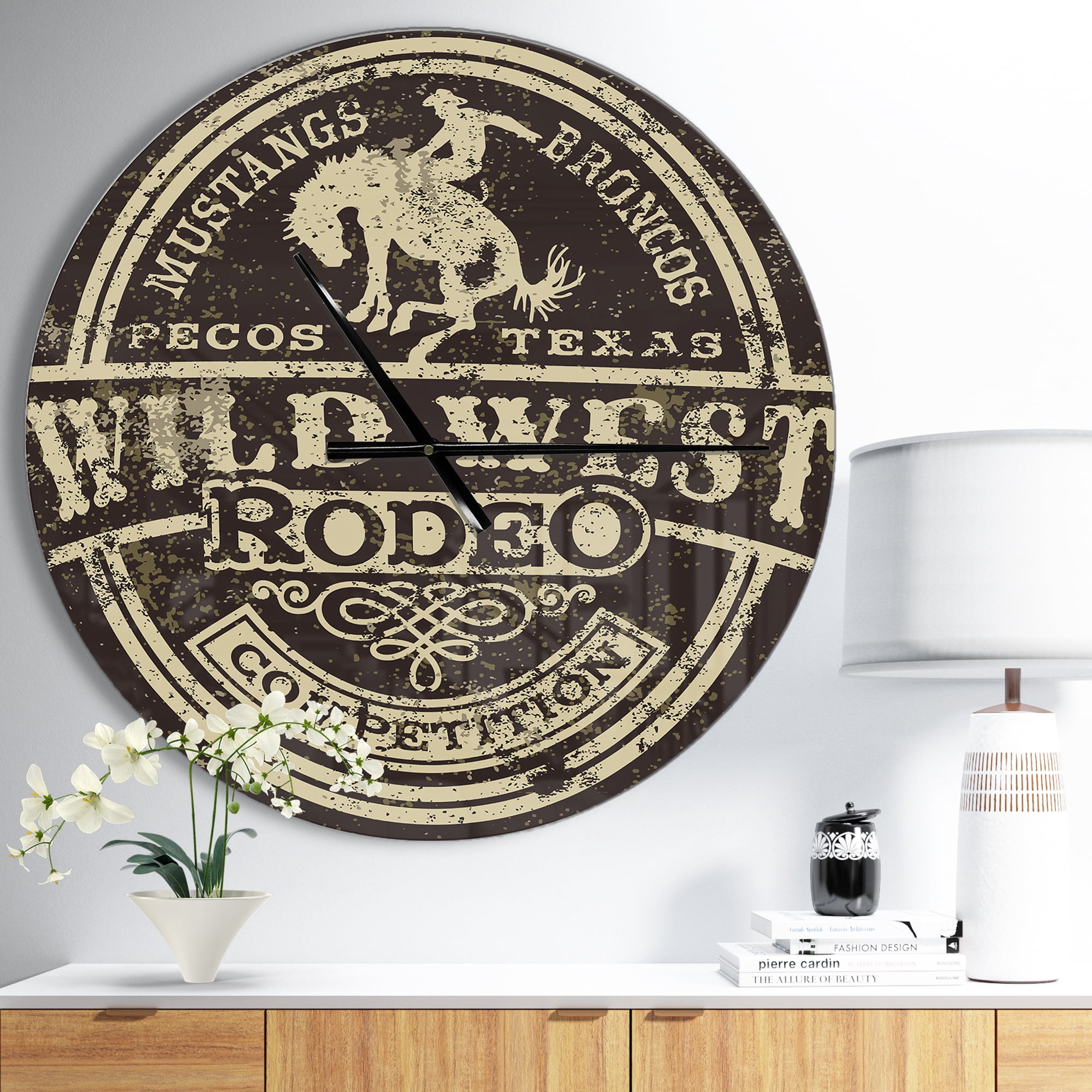 Designart 'Wild west rodeo ' Modern wall clock