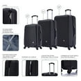 thumbnail image 4 of InUSA Royal 3-Piece Hardside Luggage Sets with Spinner Wheels, Handle, and Trolley, (20"/24"/28"), Black, 4 of 12