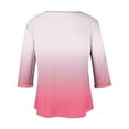 thumbnail image 5 of Midsumdr Plus Size Tops for Women 2025 Summer V-Neck Casual Loose Fit Short Sleeve Tops Gradient Color Temperament Blouse Tops with Pockets, 5 of 5
