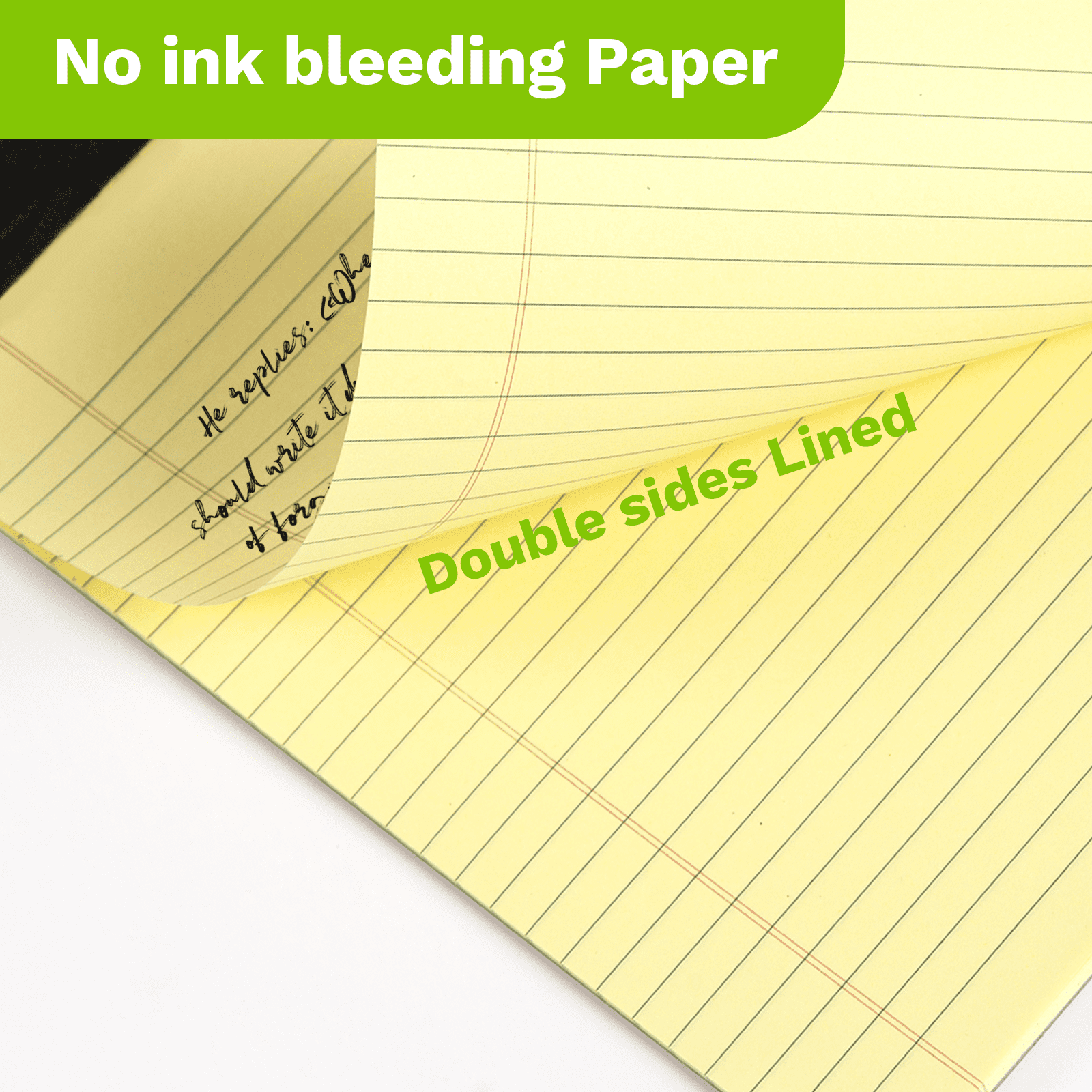 Goefun 12 Pack Yellow Legal Pads 8.5 x 11-50 Sheets per Notepad, Wide Ruled Yellow Note pads, Perforated Writing Pad for Work, Business, Home
