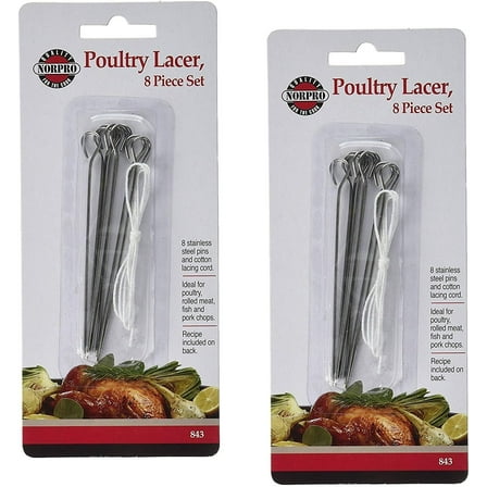 Norpro 843 Stainless Steel Poultry Lacers, 2 Sets of 8