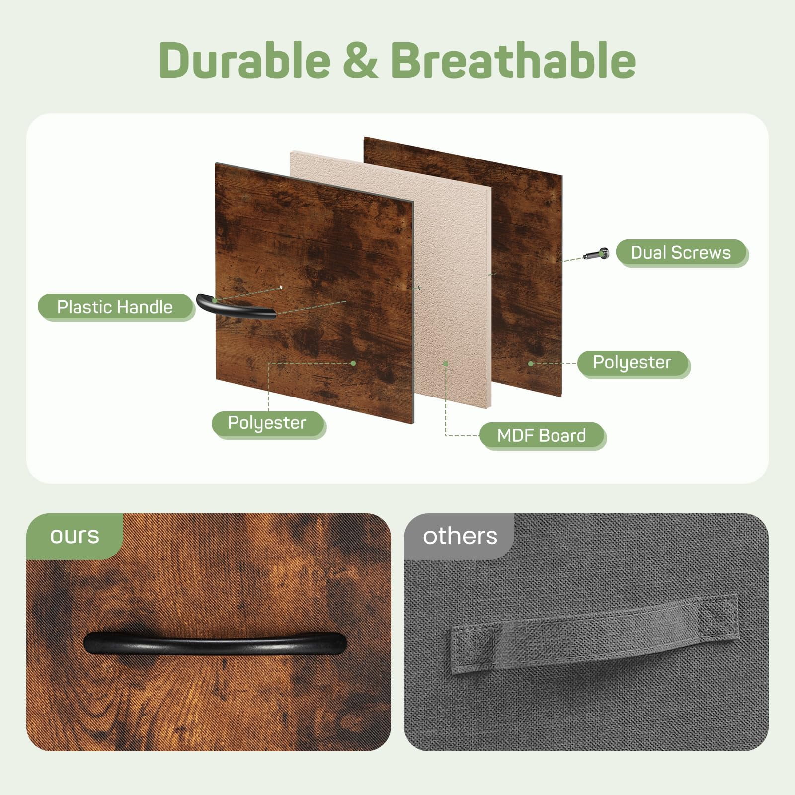 Bigleap 10 Drawer Dresser Organizer Storage Drawers, Chest of Drawers with Fabric Bin for Bedroom, Closet, Entryway,Brown
