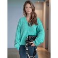 thumbnail image 4 of Women'S Winter Button Down Cardigan Sweaters Casual Coats Oversized Chunky Cable Knit Long Sleeve Outwear Cyan M, 4 of 9