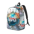 thumbnail image 1 of Fotbe Travel Around The World Mochila de Lona con Estampado, Mochila Duradera, Mochila Versátil de Alta Calidad, Mochila Compacta Vintage-Medium, 1 of 5
